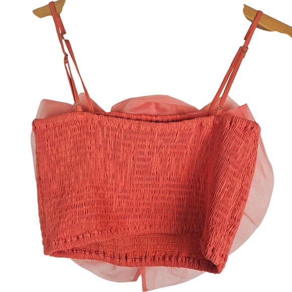 Buddy Love Petal Flower Applique Tank Top, tangerine salmon pink orange, size S - Picture 2 of 6